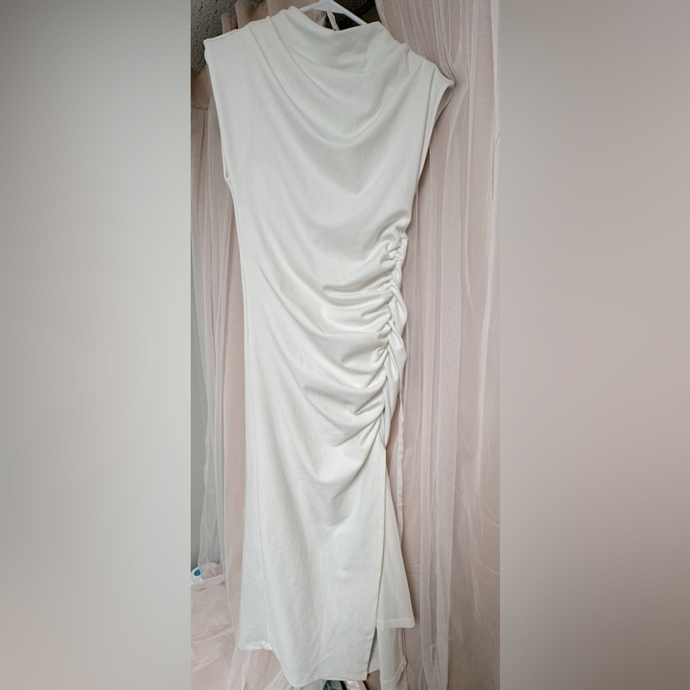 The Maya Ruched Cowl Neck Dress by Anthropologie